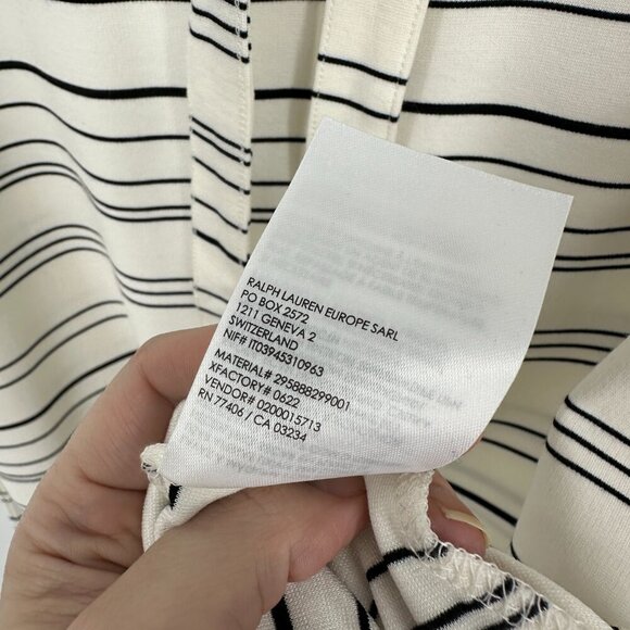 Club Monaco Striped Square Neck Knit Midi Dress Ivory Egret Black Large - Picture 10 of 11